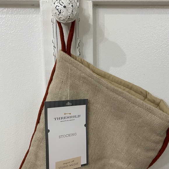 Studio McGee Beige/Deep Red Christmas Stocking - Picture 5 of 7